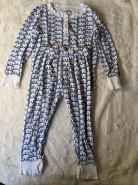 Roller Rabbit White & Blue Elephant Pajama Top